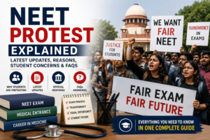 NEET Protest Explained Latest Updates, Why Students Are Raising Concerns & What Students Should Know The National Eligibility cum Entrance Test (NEET) is one of India's most competitive entrance examinations for students aspiring to pursue MBBS, BDS, AYUSH and other medical courses. Every year, millions of students appear for the examination, making it one of the country's largest academic assessments. Because of its scale and importance, any issue related to NEET often receives significant public attention. In recent weeks, discussions around the NEET protest have gained momentum across news platforms and social media. If you've come across these discussions and are wondering what the protest is about, what students are demanding, and what it means for candidates, this guide provides a balanced and factual overview without taking sides. What Is the NEET Protest The term NEET protest generally refers to demonstrations, online campaigns, petitions, or public representations made by students, parents, and educational groups regarding concerns related to the NEET examination process. These concerns may vary from year to year depending on the specific issues that arise during an examination cycle. It is important to note that not every student shares the same opinion, and different groups may have different demands. The purpose of these protests is generally to seek clarification, transparency, or improvements in specific aspects of the examination process. Why Are Students Protesting The reasons behind NEET-related protests can differ depending on the circumstances of a particular examination year. Some commonly discussed concerns include Examination management and administration Question paper-related concerns Requests for greater transparency Evaluation and result-related queries Counselling timelines Technical or logistical issues Fairness and equal opportunity for all candidates Not every concern affects every student, and official authorities typically review such issues through established procedures. Why Does NEET Receive So Much Attention NEET plays a crucial role in medical admissions across India. Every year Millions of students register. Medical seats remain highly competitive. Small differences in marks can significantly affect admissions. Students invest months or years preparing for the examination. Because of these factors, even minor issues can become topics of widespread discussion. How Are Such Concerns Addressed When concerns are raised regarding national-level examinations, several processes may come into play depending on the nature of the issue. These may include Official notifications Clarifications from examination authorities Review committees Court proceedings (where applicable) Revised guidelines Counselling updates The exact course of action depends on the facts of each case and the decisions of the competent authorities. What Should Students Do During Such Situations Periods of uncertainty can naturally create stress for candidates. However, students should rely on verified information rather than rumours circulating on social media. Some practical suggestions include Follow Official Announcements Always refer to notifications issued by the concerned examination authority for authentic updates. Avoid Unverified Claims Social media posts, screenshots, or forwarded messages may not always be accurate. Verify information before acting on it. Keep Documents Ready Maintain all required documents, admit cards, scorecards, and identity proofs safely for future admission processes. Stay Prepared Continue preparing for counselling or future academic plans instead of depending solely on speculation. Seek Reliable Guidance Teachers, career counsellors, and official helplines are generally better sources of information than unofficial online discussions. How Do Protests Impact Students The impact depends on the nature of the issue and any official decisions taken afterward. Possible outcomes may include Clarifications issued by authorities Adjustments in schedules Revised counselling timelines Administrative changes No changes, if authorities determine existing processes remain valid Since every situation is different, students should avoid assuming outcomes before official announcements are made. The Importance of Verified Information During any major examination-related development, misinformation can spread quickly. Students should always verify information through Official examination authority websites Government notifications Court orders (where applicable) Recognized educational institutions Reputed news organizations Depending solely on viral posts or unofficial messages can create unnecessary confusion. Managing Stress During Examination Uncertainty Competitive examinations are emotionally demanding. If ongoing discussions or news coverage become overwhelming, students may benefit from Maintaining a regular study schedule Taking short breaks from social media Discussing concerns with parents or mentors Following a healthy sleep routine Staying focused on long-term academic goals Managing stress is just as important as preparing academically. Frequently Asked Questions What is the NEET protest The NEET protest refers to public demonstrations, petitions, or representations by students and stakeholders regarding concerns related to the NEET examination or admission process. Why are students protesting The reasons can vary depending on the examination cycle and may include concerns about examination procedures, evaluation, transparency, counselling, or other administrative matters. Will the protest affect admissions Any impact on admissions depends entirely on official decisions announced by the concerned authorities. Students should wait for verified updates before drawing conclusions. Where can students check authentic updates Students should refer to official notifications released by the examination authority and other competent government bodies. Should students rely on social media updates Social media can provide quick information, but it should never replace official announcements. Always verify important information from trusted sources. Key Takeaways NEET is one of India's largest and most competitive entrance examinations. Student concerns may arise for different reasons in different examination years. Official notifications remain the most reliable source of information. Avoid relying on rumours or unverified social media posts. Continue academic preparation while awaiting official updates. Stay informed through trusted and verified channels. Final Thoughts The NEET examination represents an important milestone for millions of aspiring medical students across India. Whenever concerns arise regarding such a large-scale examination, public discussions are natural. At the same time, it is essential to distinguish verified information from speculation. Students should remain patient, stay informed through official announcements, and avoid making decisions based solely on unverified reports. A calm, informed, and balanced approach can help candidates navigate periods of uncertainty more effectively while remaining focused on their long-term academic goals.